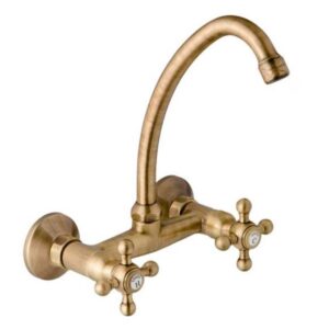 Sink Mixer Wall Mount Brushed Gold - Victorian