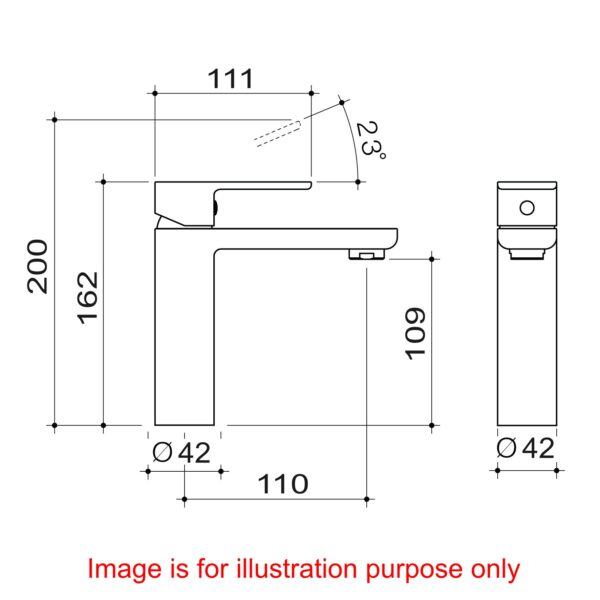 Brass Matt Black Square Basin Mixer - Image 2