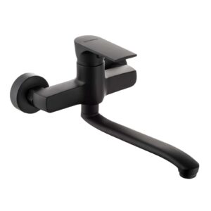 Brass Matt Black Square Kitchen Mixer Wall Mount
