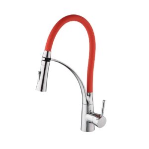 Brass Kitchen Deck Mixer - 10 Year Warranty - Red