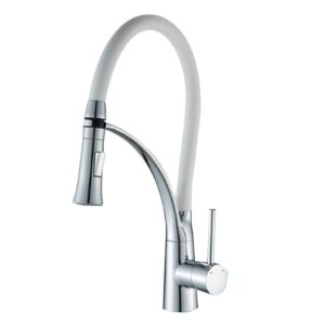 Brass Kitchen Deck Mixer - 10 Year Warranty - White