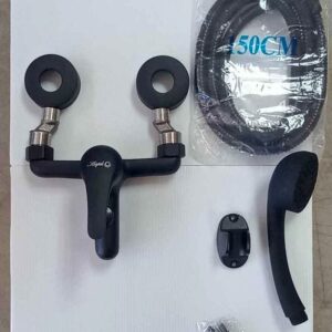 Brass Matt Black Bath Mixer - Krystal