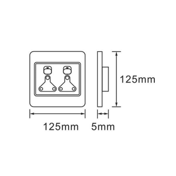Wall Switched Socket (4X4) - Double 2X16A